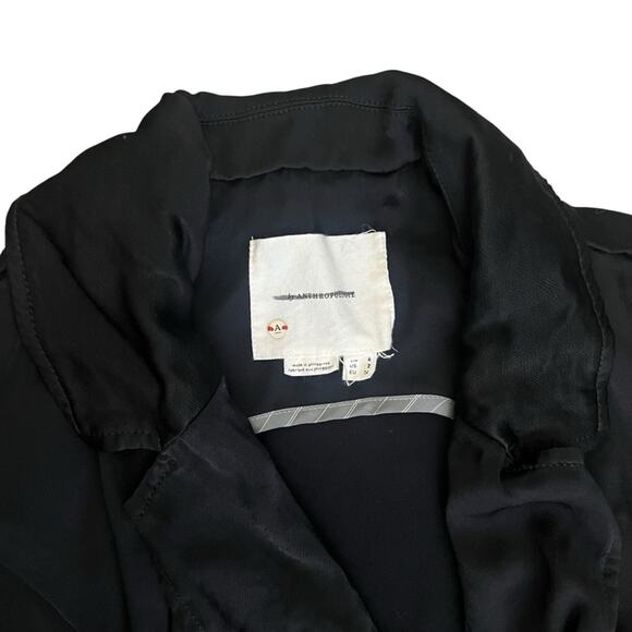 Anthropologie Women’s Blazer Black Satin Sleeveless Shorts Romper Size 2 - Picture 4 of 16